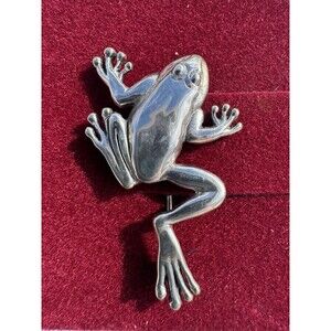 Vintage Hand & Hammer DeMatteo Sterling Silver 925 Tree Frog Brooch Pin USA Made